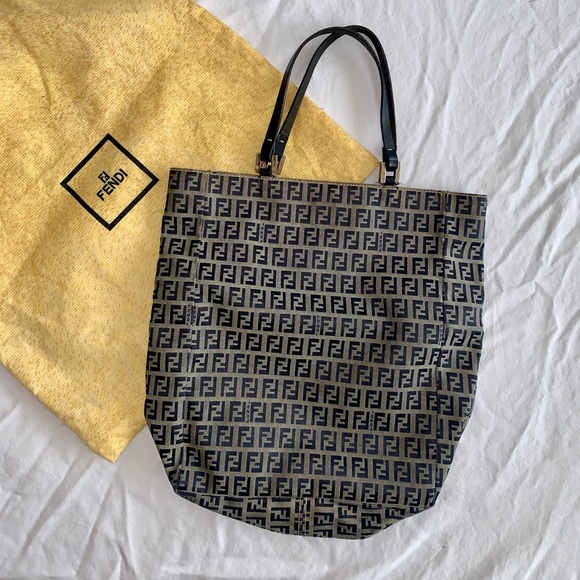 Fendi Vintage Leather-Trimmed Zucchino Tote!!! - Picture 13 of 14